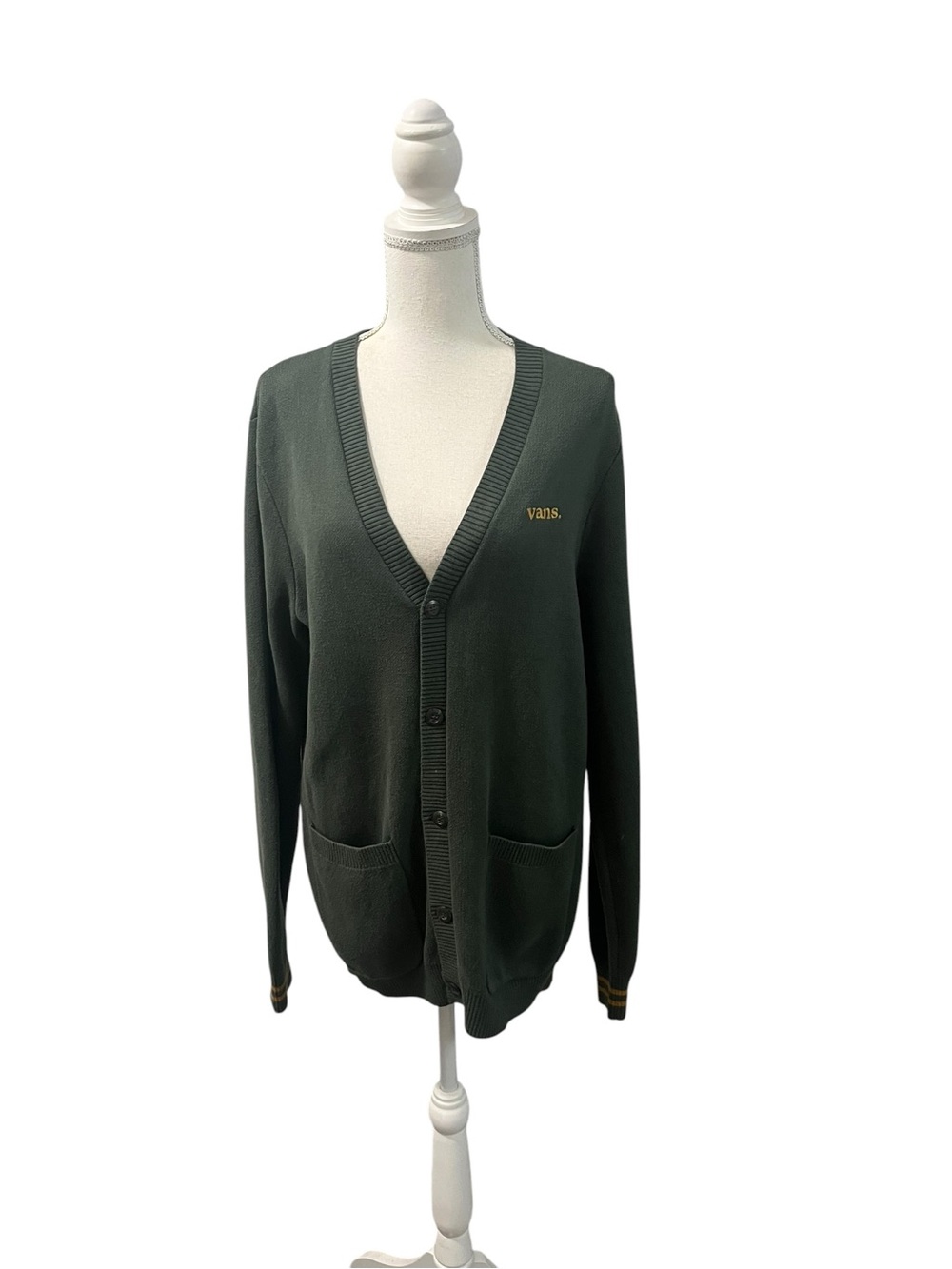 Vans Halecrest Cardigan Deep Forest Green Embroidered Logo Men’s Small